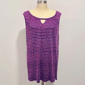 Croft & Barrow Purple and Navy Blue Keyhole Tank Size 1X